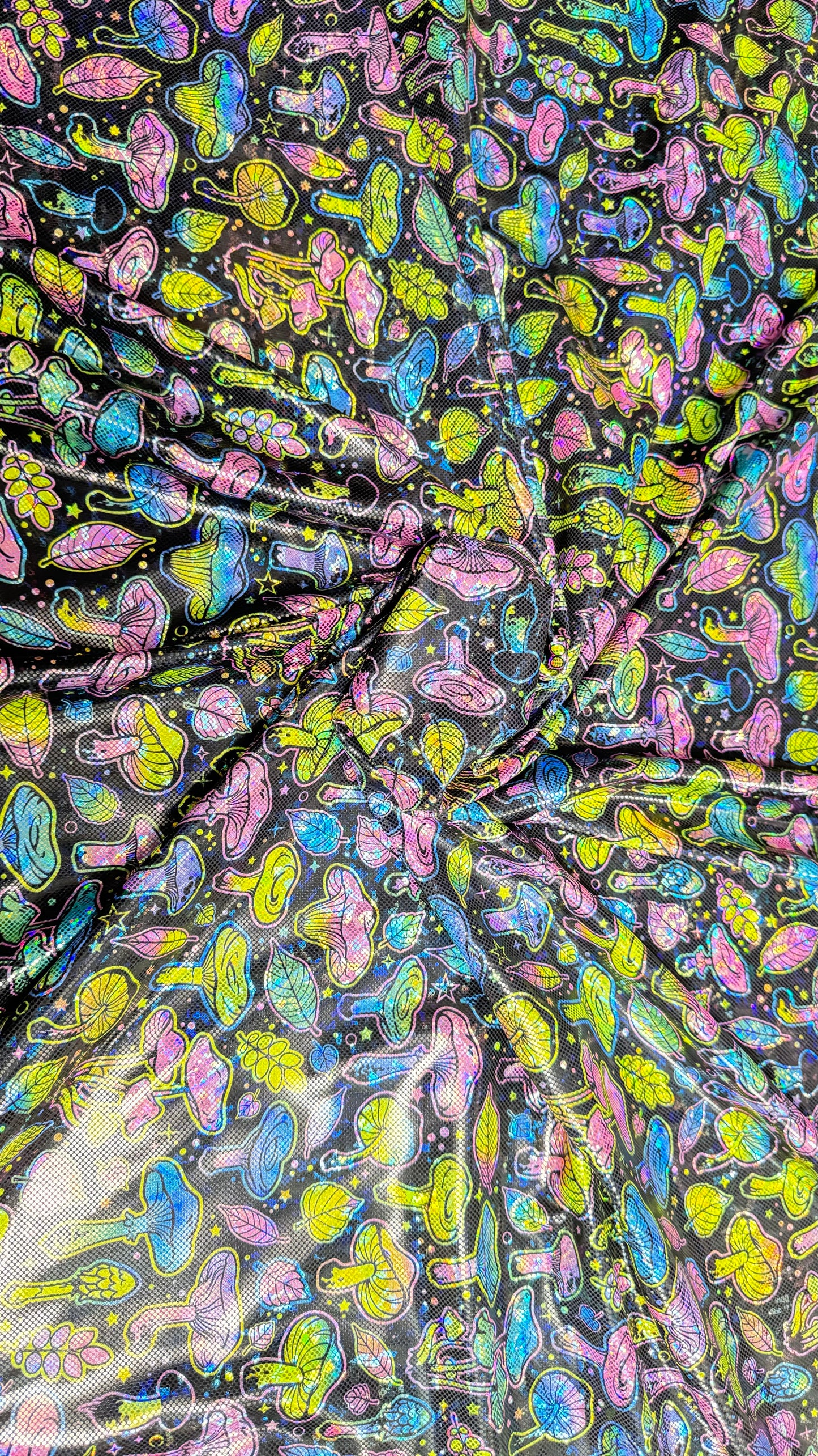 Neon Mushrooms - Stretchy Lining Fabric