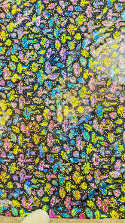 Neon Mushrooms - Stretchy Lining Fabric