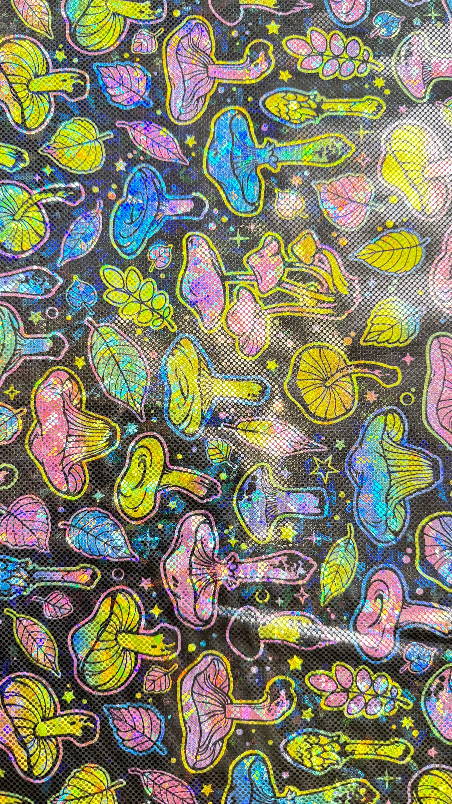 Neon Mushrooms - Stretchy Lining Fabric