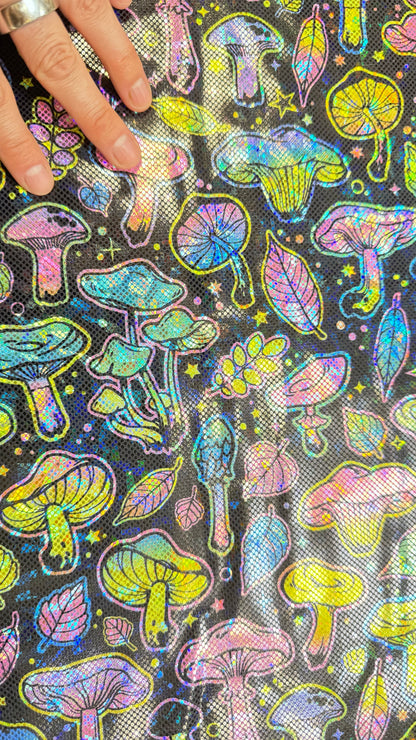 Neon Mushrooms - Stretchy Lining Fabric