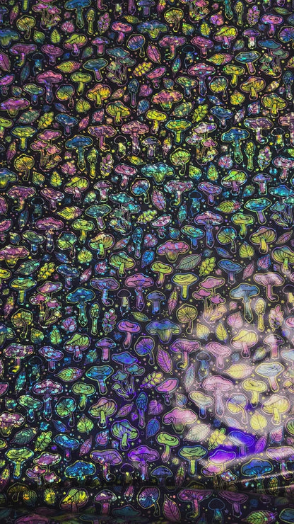 Neon Mushrooms - Stretchy Lining Fabric