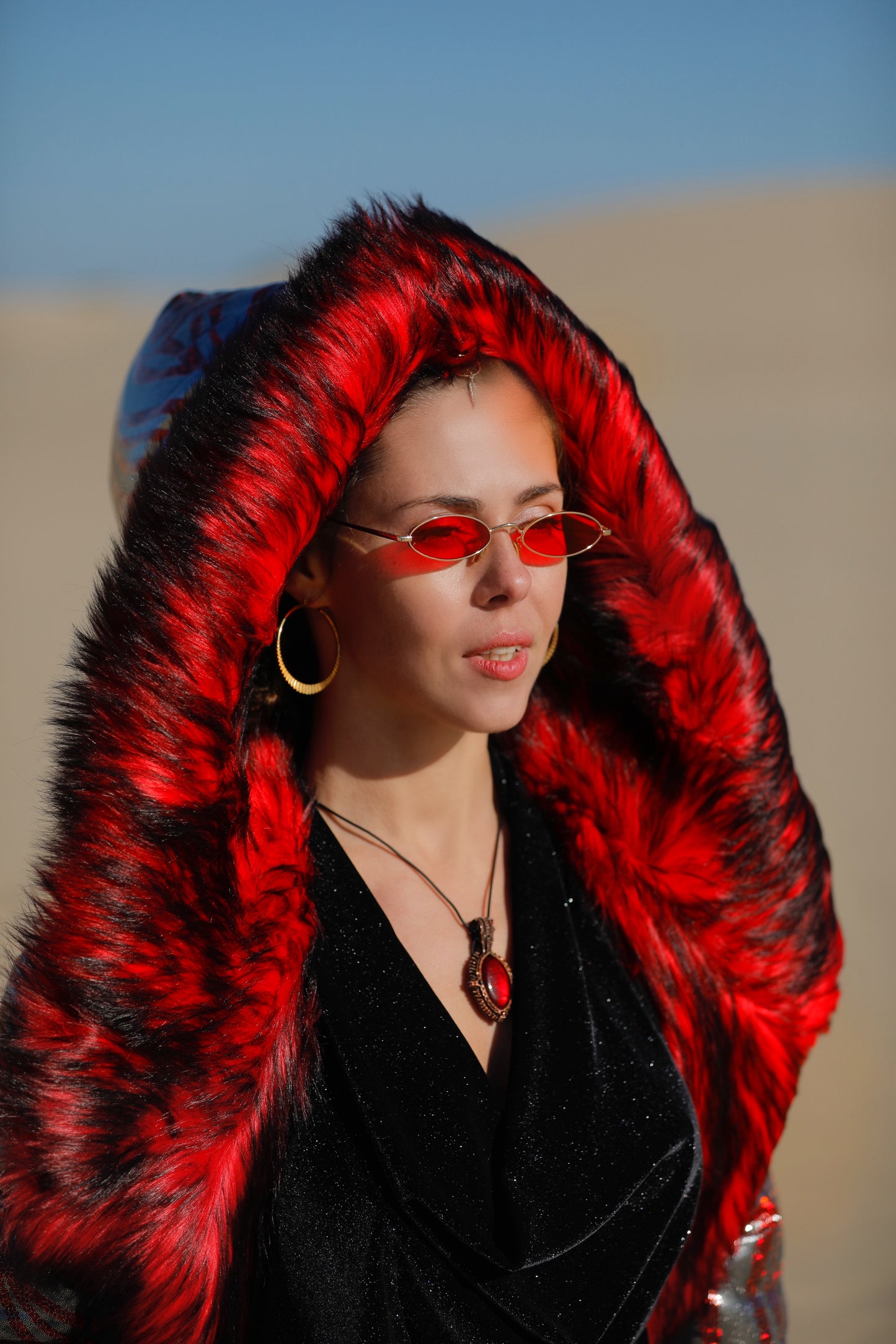 Red Maleficent Fur Coat