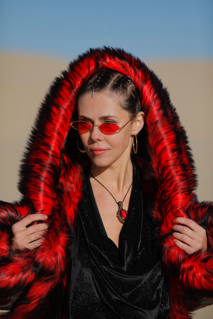 Red Maleficent Fur Coat