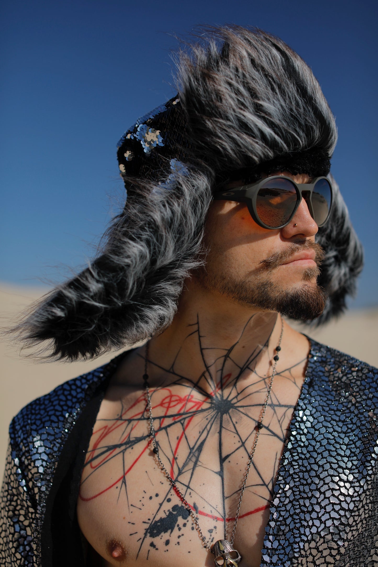 Silver Aviator Earflap Hat Men